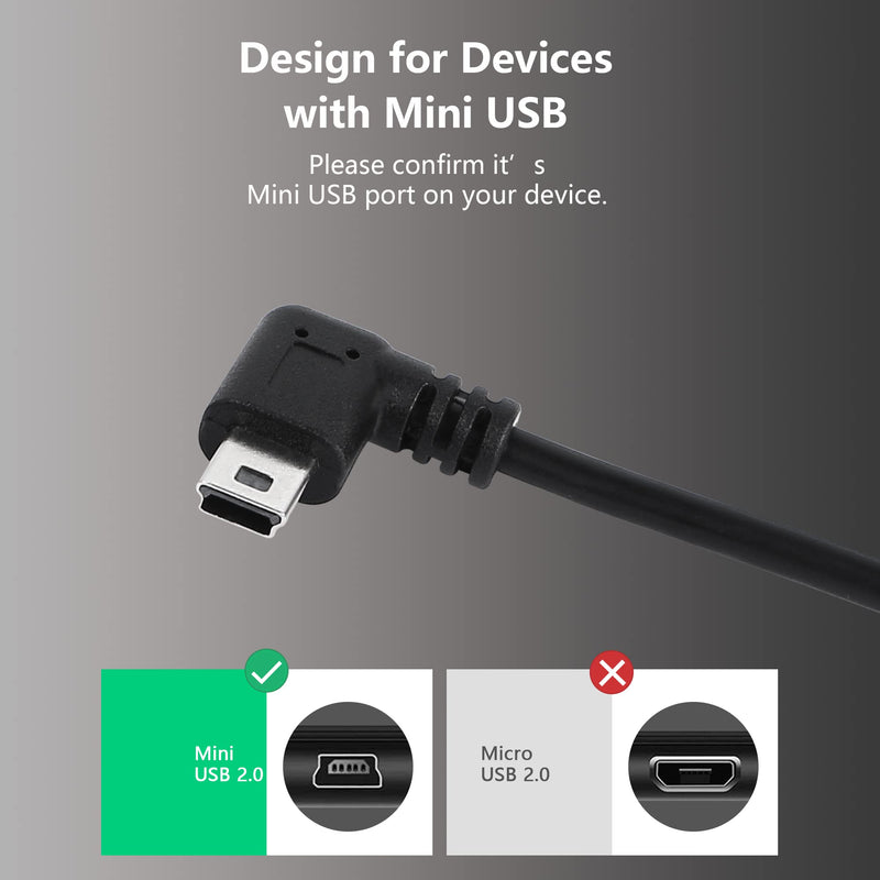 [AUSTRALIA] - CERRXIAN Dash Cam Power Cord, 9.8FT 90 Degree Mini USB Cable, Angle Mini USB B Male to USB A 2.0 Male Data Sync and Charging Cable for Garmin Nuvi GPS,Canon,Dash Cam (3m, Black Left Angle) 3M 