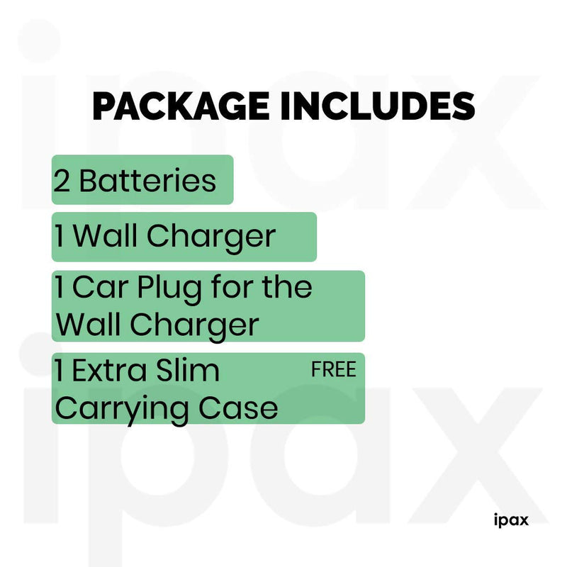 Ipax 2X Battery, Wall Charger, and Car Plug Charging Kit, Replacement EN-EL14 ENEL14 EN-EL14a ENEL14a Battery