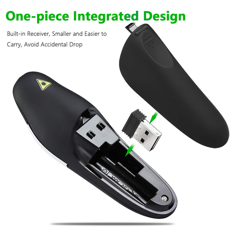 Presentation Clicker Remote Laser Pointer - Wireless USB Presenter - Slideshow PowerPoint Clicker - Compatible with Win10︱MAC - Support PPT︱Keynote︱Google Slides (K100B)