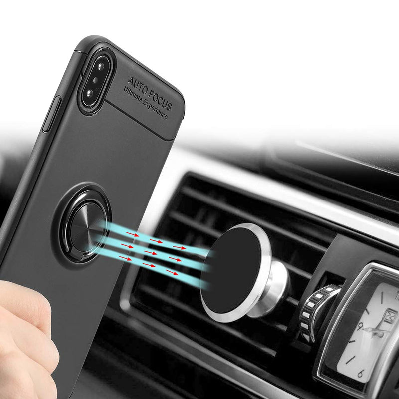 Yu Yao Inc iPhone X case, Back Cover with 360 Rotating Ring Grip Holder Stand Protective Case [Fit Magnetic Car Mount] for Impact Resistance Blue iPhone X/10