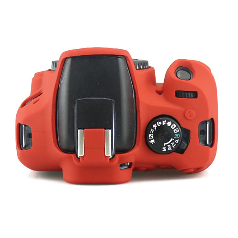 CEARI Silicone Camera Case Full Body Protective Shell Cover Skin for Canon EOS 1300D 1500D Rebel T6 T7 Digital Cameras - Red