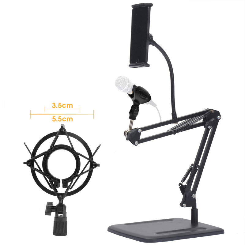 DIOKAYI Upgraded Desktop Microphone Boom, with microphone clamp and shock mount, suitable for podcasting, streaming media, YouTube, games, live broadcasts, etc