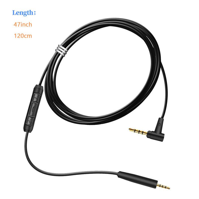 [AUSTRALIA] - Replacement Audio Cable Cord for Bose QC25, QC35, QuietComfort 25, QuietComfort 35, OE2,OE2i, On-Ear 2 Headphones Inline Mic/Remote Control – Black 