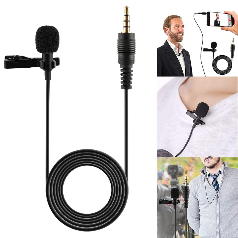 Camidy Clip On Lapel Microphone,Mini Hands Free Lavalier Mic 3.5mm Jack Wired Omnidirectional Condenser Microphone for Voice Recording