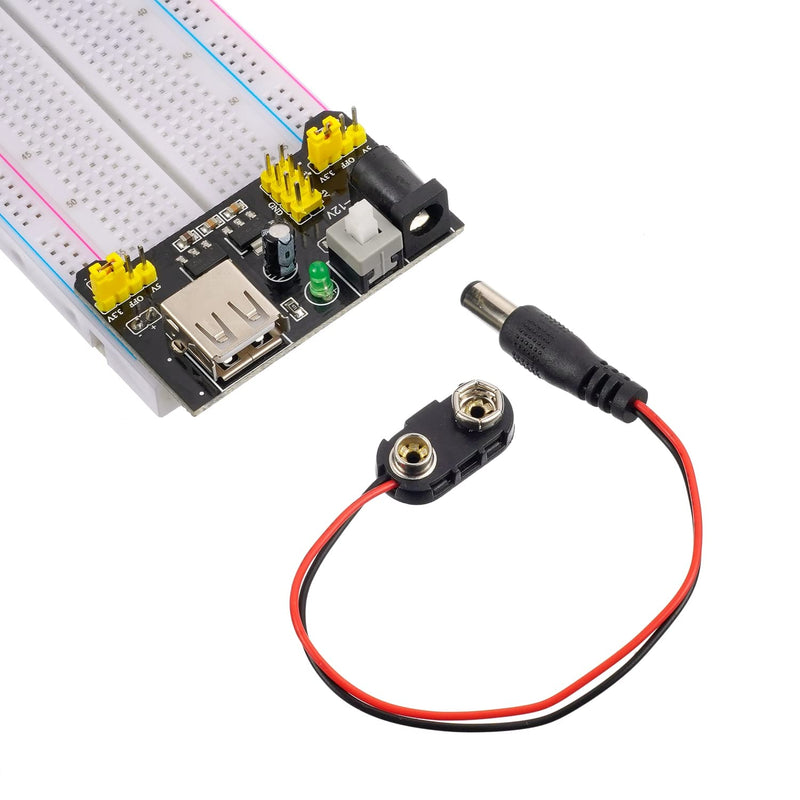 HUAREW Breadboard Kit with Power Supply Module， Jumper Wires，Battery Clip，830 & 400 tie-Points Breadboard