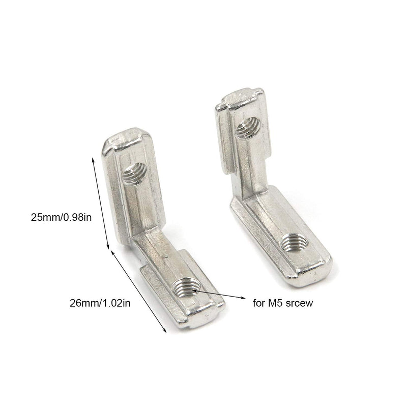 Quluxe 20 Pcs T Slot L-Shape Interior Inside Corner Joint Bracket for Aluminum Extrusion Profile 2020 Series with Screws