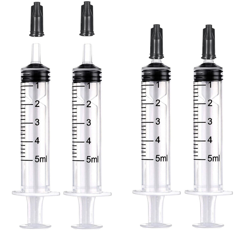 30 Pack 5ml Plastic Syringe with Cap, Luer Slip Syringes for Scientific Labs, Measuring, Refilling, Watering or Little Animal Feeding(No Needle)