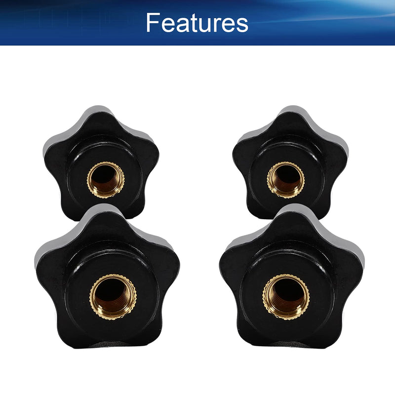Bettomshin 8Pcs Star Knobs, M8(8mm) x 32mm Female Thread Clamping Handle, Hand Star Knobs, Metal Thread Nut Handle Knobs for Mechanical Equipment, Instrument Apparatus,Industry Equipment, Black 32mm;8PCS