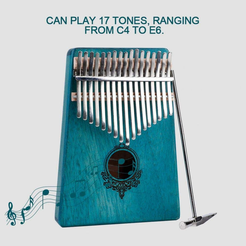 Alomejor Kalimba 17 Key Thumb Piano with Carry Bag Tune Hammer Portable Handmade African Musical Instrument for Kids Adult Beginners Professionals Mint Green