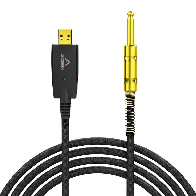 [AUSTRALIA] - USB Guitar Cable Adapter 10Ft, 6.35mm 1/4 Inch Gold-Plated TS Mono Plug to USB Male, Nylon Braid Cable for Guitar, Bass, Microphones, Electronic Organ, Electronic Drum, and More 