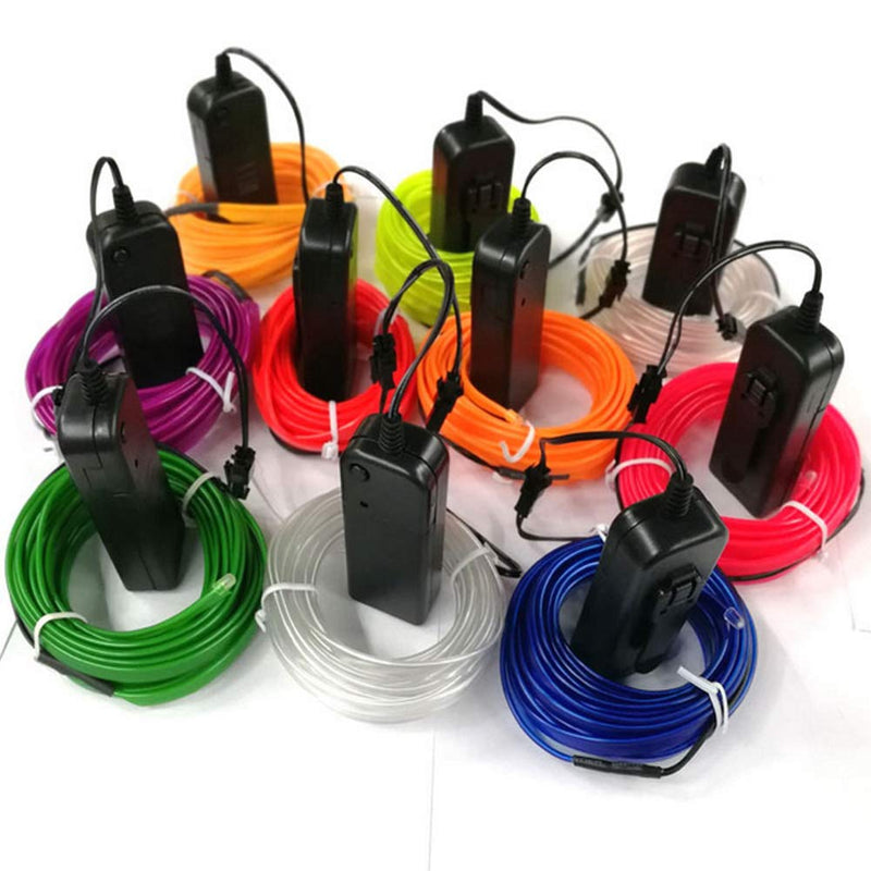 Neon Lights El Wire with Battery Pack 3m/9ft Flexible Neon Lights 3 Lighting Modes Neon Lights Car Lights Garden Wedding Decoration Holiday LED Rope Lights(White) White