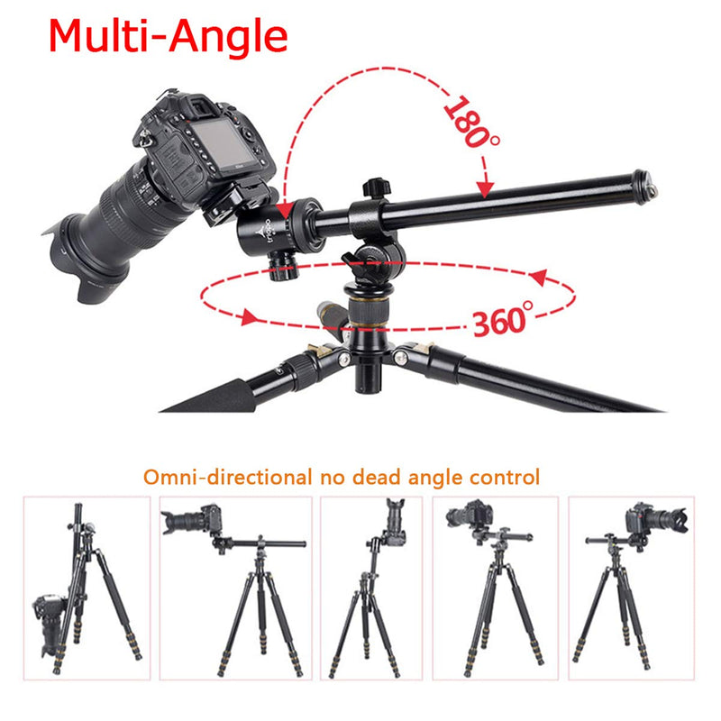 FOTOBETTER Camera Tripod Boom Arm,Rotatable Multi-Angle Tripod Center Column Extension for Studio Outdoor Macro Over Head Shooting,5kg Load Capacity,25mm Tube,32cm Length (BA-25 Tripod Extender)