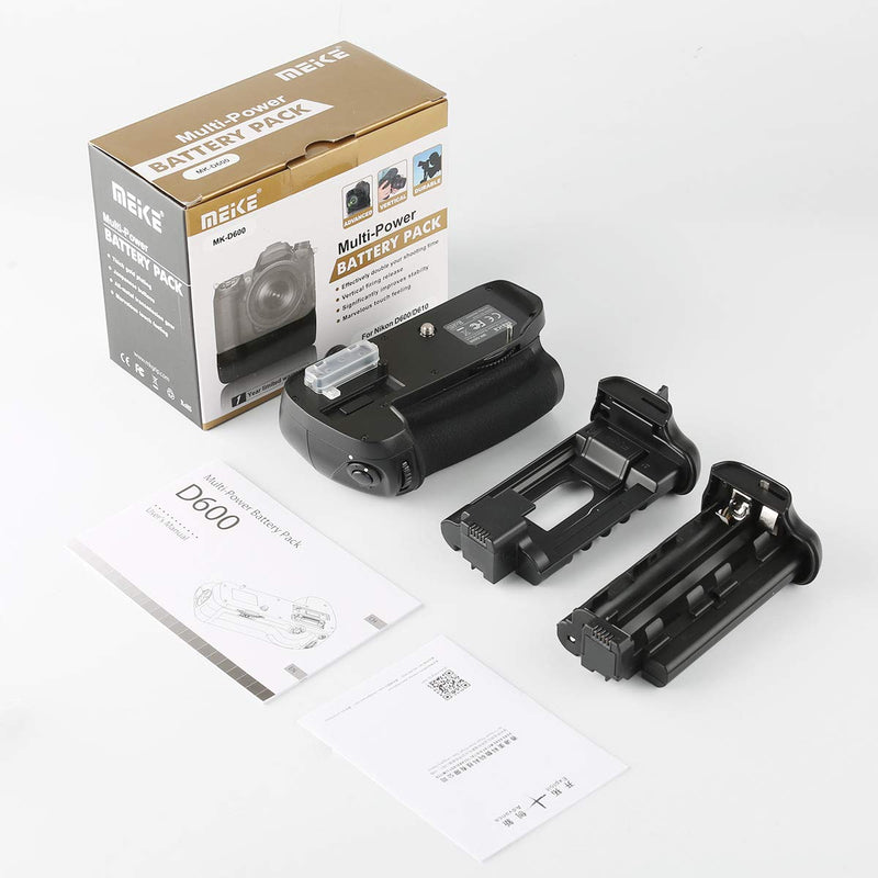 Meike MK-D600 Vertical Battery Grip Compatible with Nikon D610 D600 DSLR Camera as MB-D14