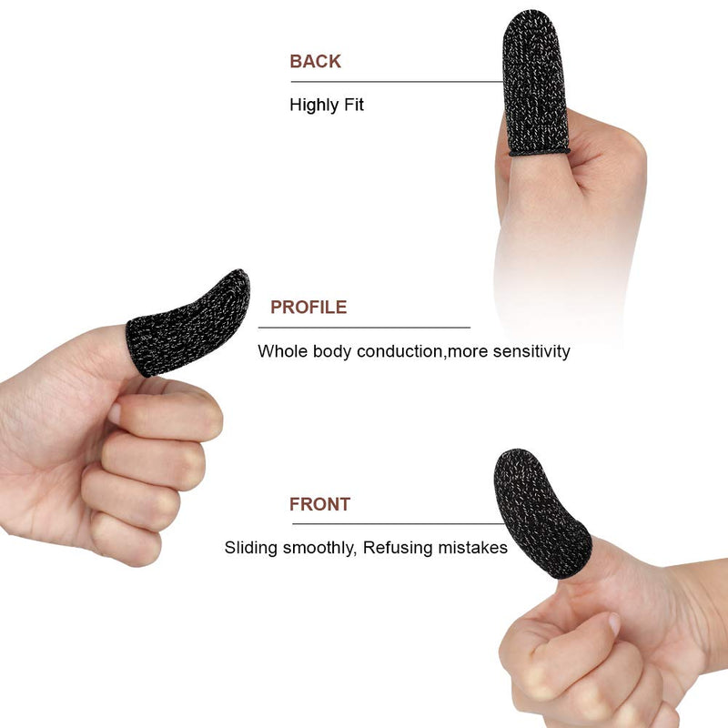 Yaliu 12Pcs Mobile Game Controller Finger Sleeve，Breathable Anti-Sweat Gaming Finger Cot for PUBG/Call of Duty Sensitive Touch Screen Finger Sleeve for Android iSO Phone