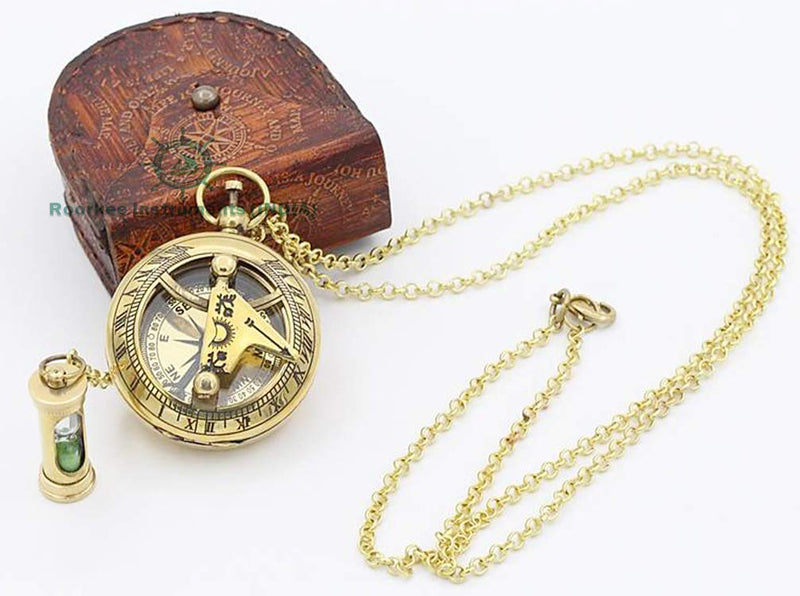 ROORKEE INSTRUMENTS (INDIA) A NAUTICAL REPRODUCTION HOUSE Engraved Compass/Sundial Compass/Brass Compass/Necklace Compass/Hiking Compass/Personalized Compass