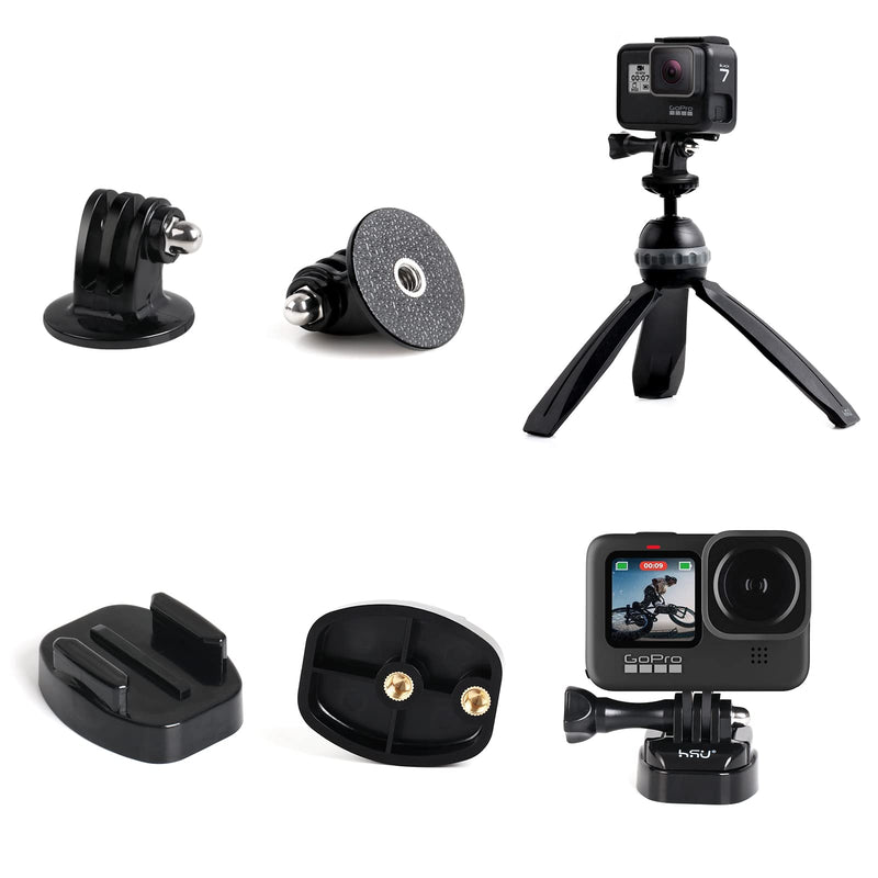[AUSTRALIA] - HSU Basic Adapter Grab Bag for GoPro, Including Quick Release Buckle Mount, J-Hook Buckle Mount, 3-Way Pivot Arms, Tripod Mount, 1/4 inch 20 Mount, Curved Extension arm and Thumbscrews（13Pcs） 
