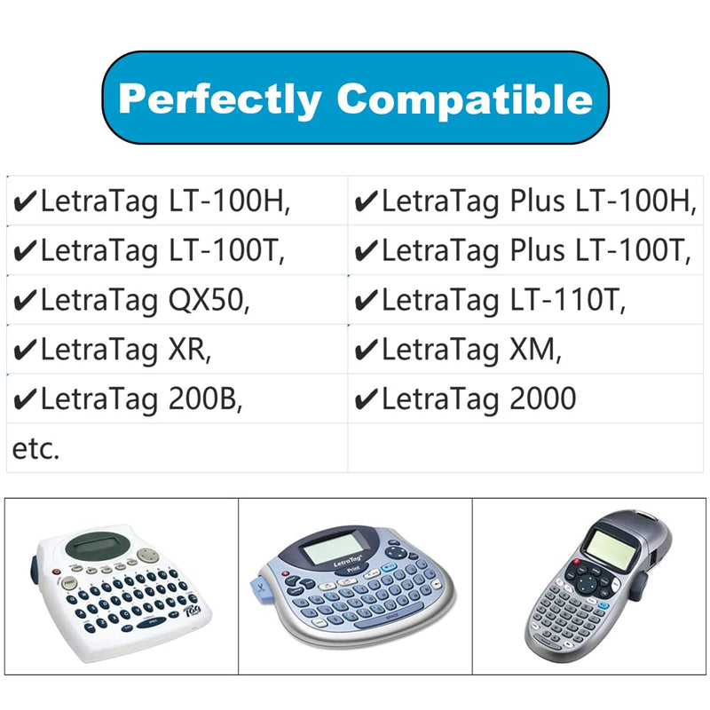 [AUSTRALIA] - 5-Pack Compatible with Dymo Letratag Refills 91201 91331 S0721660 Label Maker Tape White Plastic 12mm x 4m 1/2" x 13', Work with Dymo Letra Tag LT-100H LT-100T Plus 200B QX50 XR XM 2000 