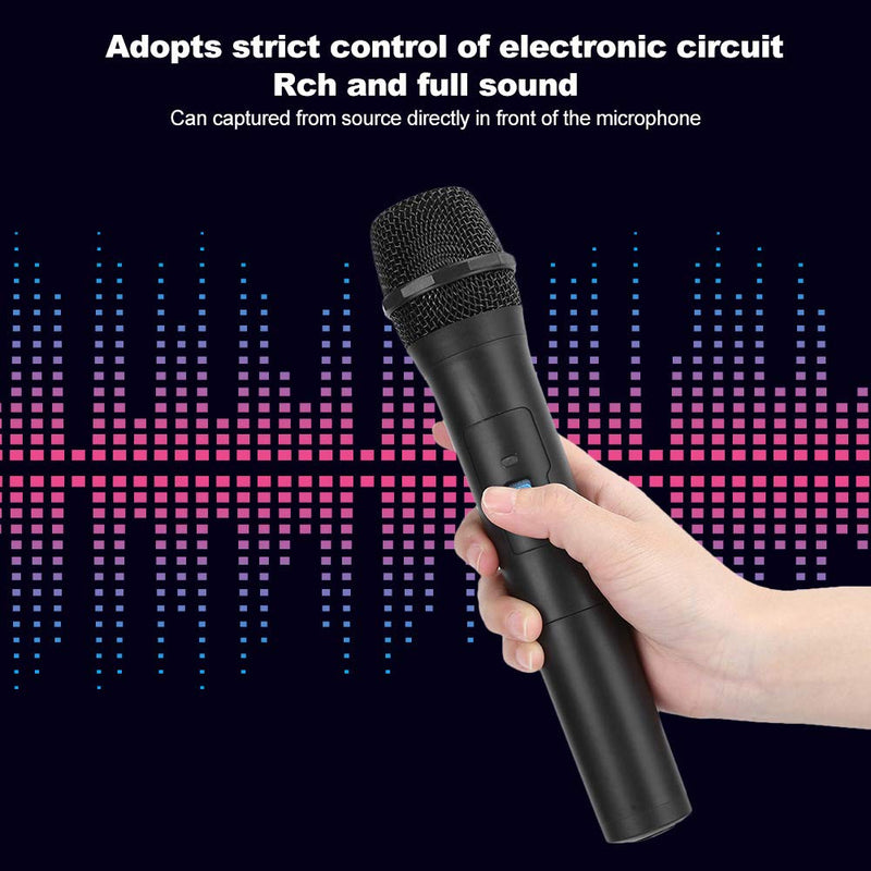 Wireless Handheld Microphone, Professional 2 In 1 VHF Universal USB Receive Handheld Mic, for Karaoke, Family Ktv Singing, Parties, Speeches, for Android/iPhone/iPad/PC/Laptop(Black) Black