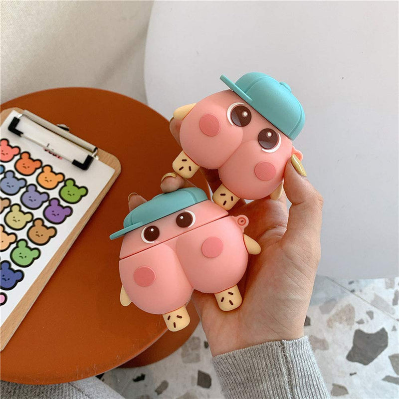 TOUBN Creative Airpods Charging Case Suitable For Airpods 1 & 2, Cute Hat Short Leg Monster Design Soft Silicone Full Protective Cover, Creative Attractive Wireless Headset Accessories Airpods 1, 2