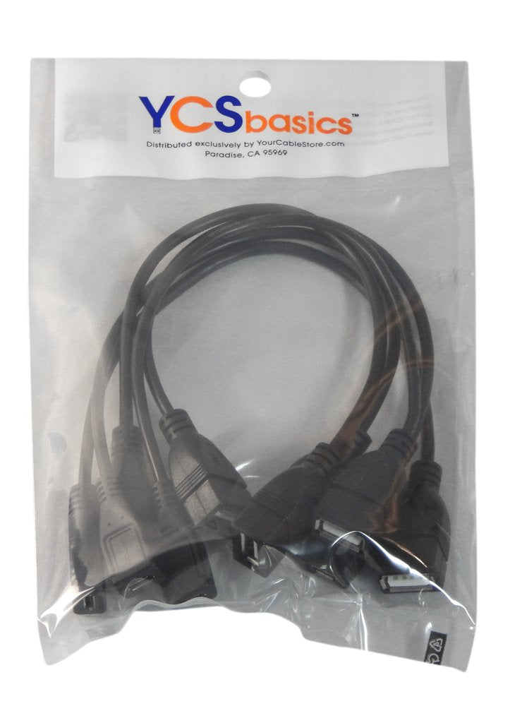 YCS Basics 9 Inch USB 2.0 A Female To Micro B Female Extension Cable 5 Pack