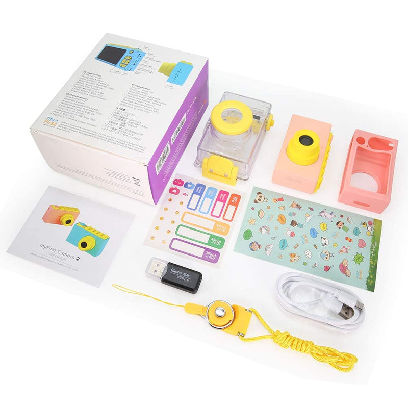 myFirst Camera 2 Waterproof Kids Camera Mini 8MP 1080P HD Camcorder with Free 16GB MicroSD Card Included and MicroSD Support Slot Video Taking Function and Preset Frames (Pink) Pink