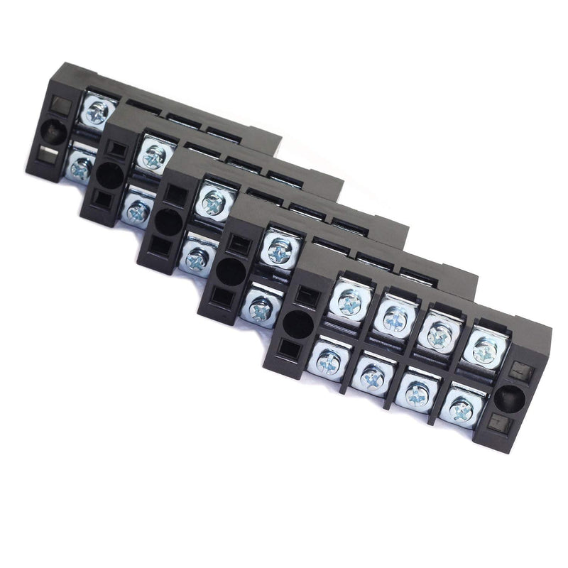 DGZZI 5PCS TB-2504 Covered Screw Terminal Strip 4 Positions Dual Rows 600V 25A Wire Barrier Block Terminal Strip