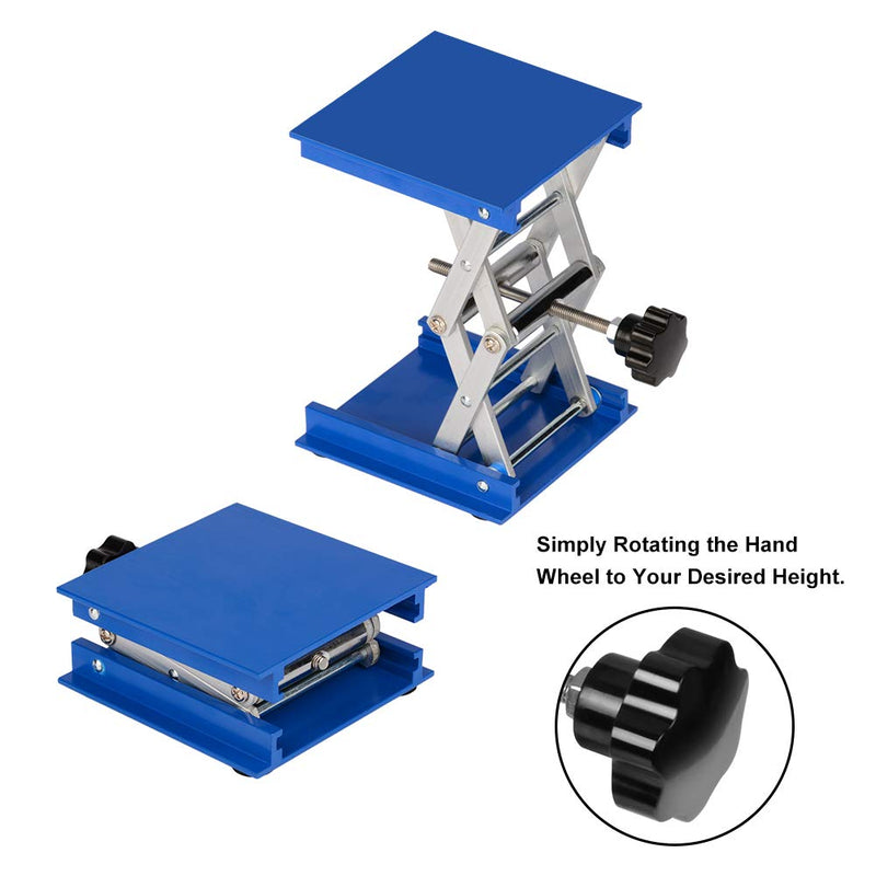stonylab 4x4 inch Lab Jack, 100x100 mm Anodized Aluminum Top Deck Laboratory Support Jack Platform Lab Lift Stand Table Scissor Jack with 5 KG Support Weight, 45 to 140 mm Vertical Lift Range 100 x 100 mm