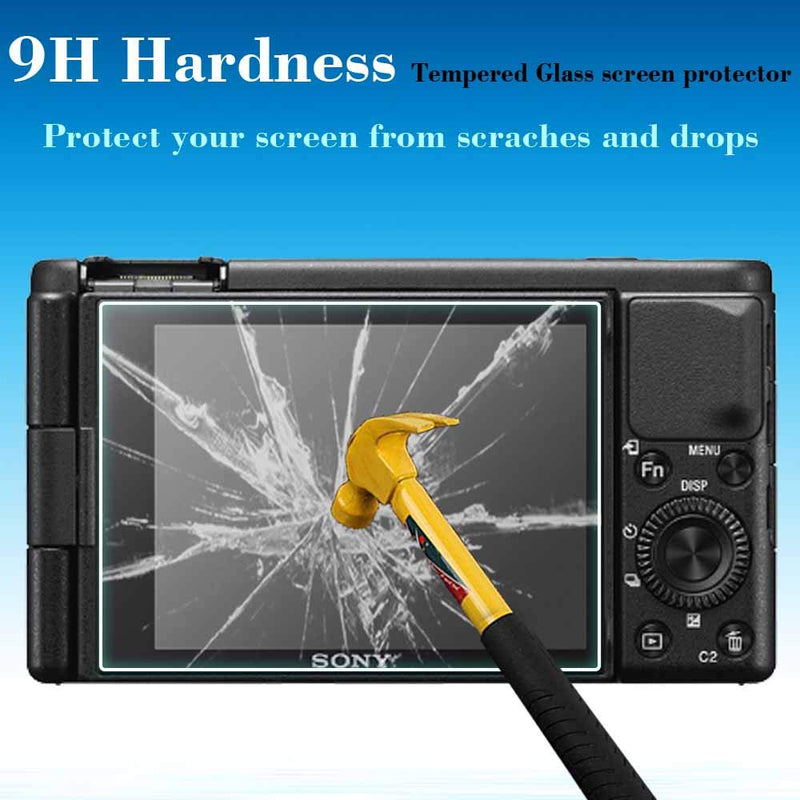 ZV1 Screen Protector Appliable for Sony ZV-1 Camera & Hot Shoe Cover,ULBTER 0.3mm 9H Hardness Tempered Glass Cover Anti-Scrach Anti-Fingerprint Anti-Dust Anti-Bubble [3+2 Pack]