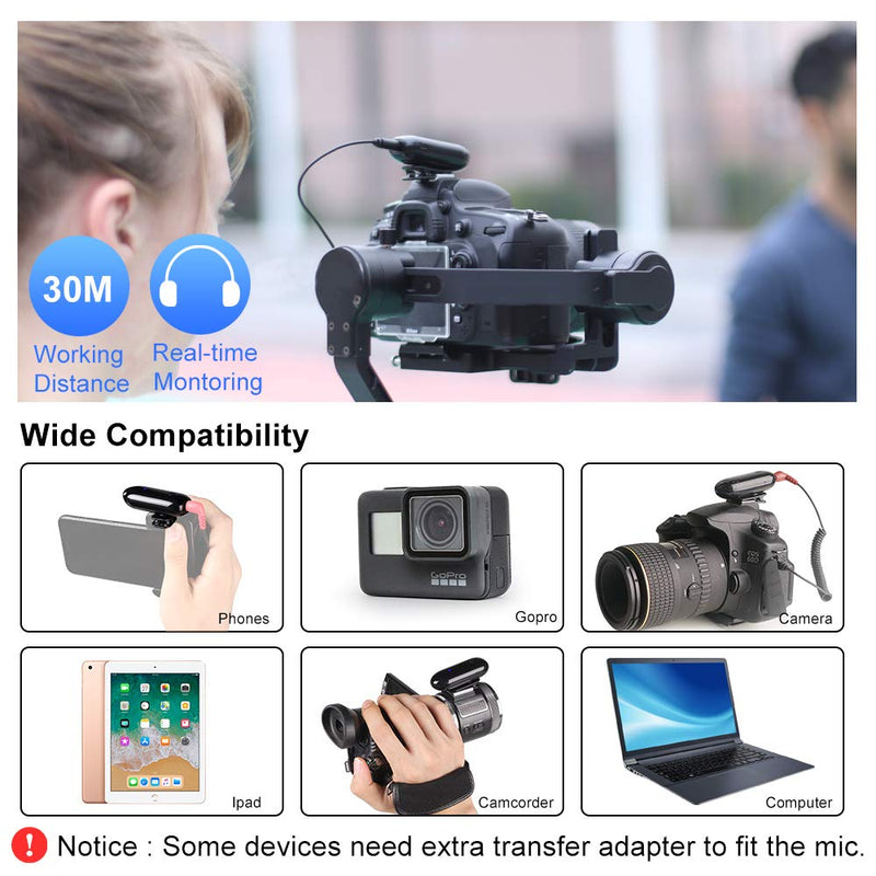 [AUSTRALIA] - Mini Wireless Lavalier Microphone System, LENSGO LWM-318C 20-Channel UHF Professional Omnidirectional Wireless Lapel Mic with 1 Transmitter & 1 Receiver for Canon Nikon DSLR Camera Smartphone and More 