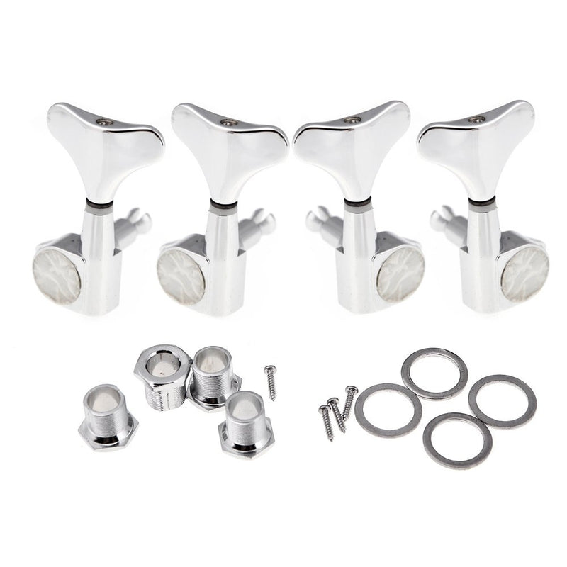 ammoon 4 Chrome Sealed Tuning Pegs Tuners Machine Heads for Bass Guitar 2L+2R 2