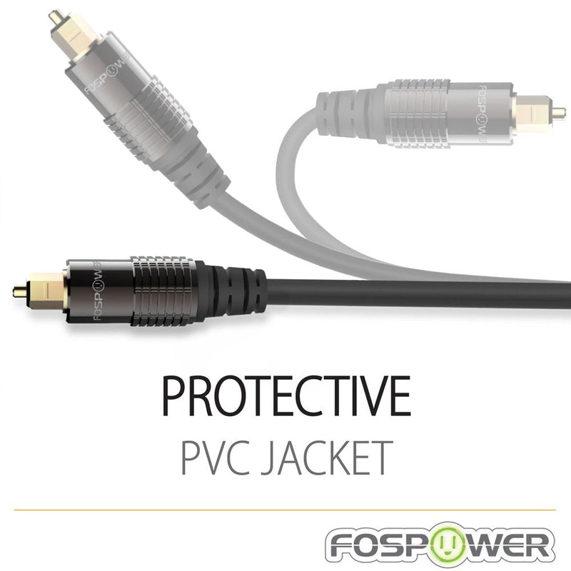 FosPower (10 Feet) 24K Gold Plated Toslink to Mini Toslink Digital Optical S/PDIF Audio Cable with Metal Connectors & Strain-Relief PVC Jacket 10 Feet