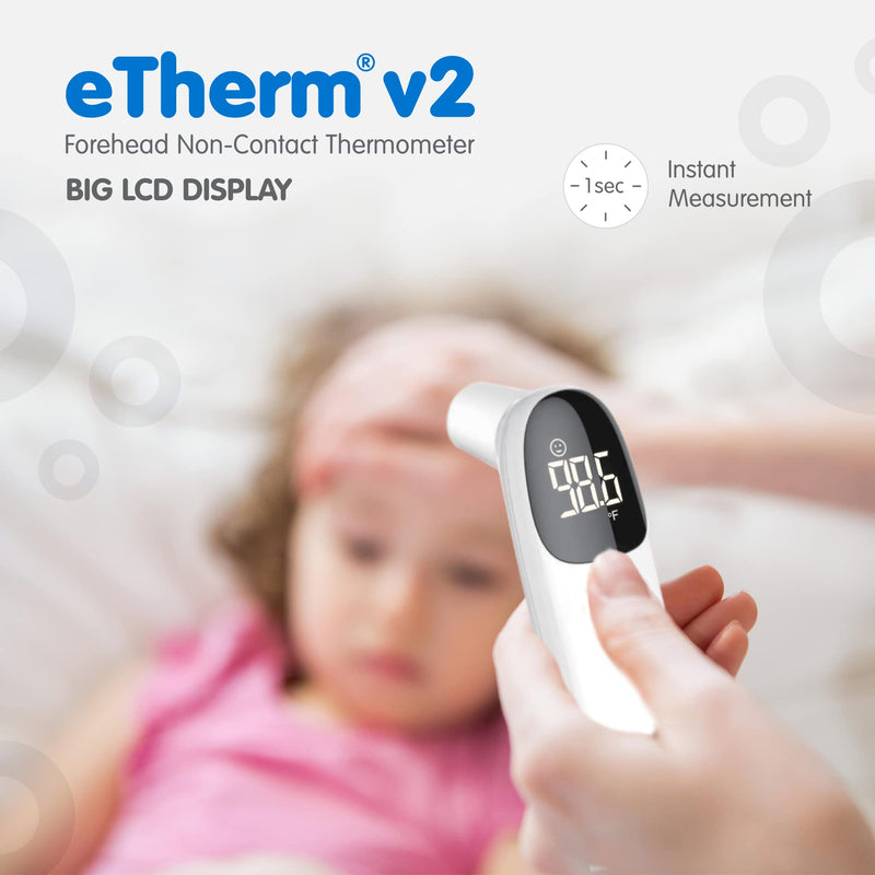 Elepho eTherm Ear & Forehead Non-Contact Thermometer Infrared & Digital Thermometers for Adults, Kids, Babies & Infants Instantly Accurately Reads Temperature Slim Design, Easy to Read Large Display.