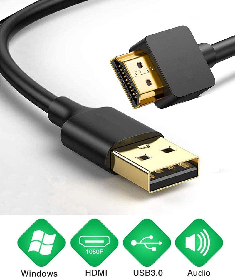 USB to HDMI Adapter Cable for Mac OS Windows 10/8/7/Vista/XP, USB 3.0 to HDMI Male HD 1080P Monitor Display Audio Video Converter Cord 6.6FT USB 3.0 Port