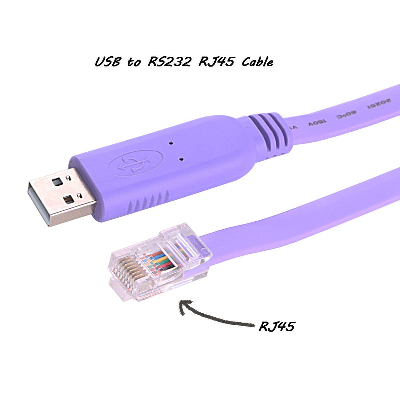 6FT USB RJ45 RS232 Console Cable Compatible with Cisco 1000, 1600, 2500, 2600, and 3600 Series Routers