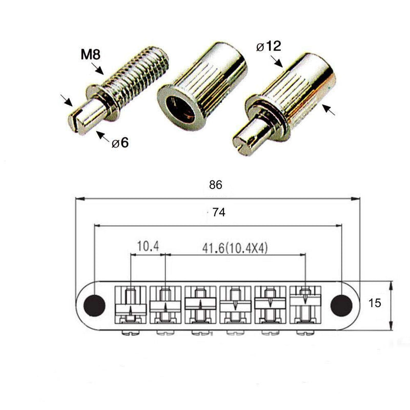 KAISH Tune-o-Matic Piezo Guitar Bridge Pickup LP Piezo Guitar Bridge Pickup for Les Paul Black