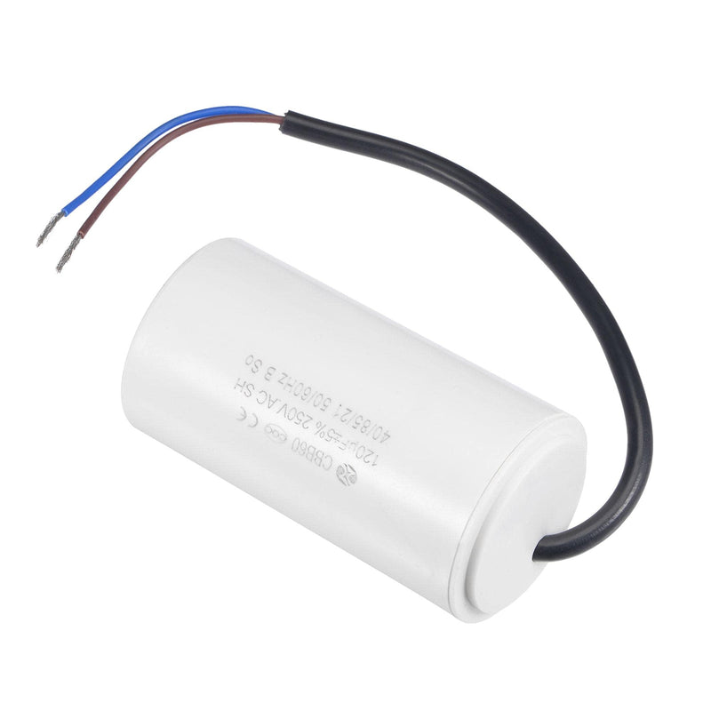 uxcell CBB60 Run Capacitor 120uF 250V AC 2 Wires 50/60Hz Cylinder 96x49mm White for Air Compressor Water Pump Motor