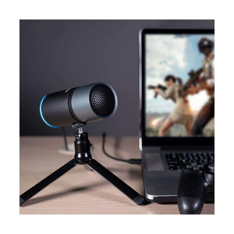 THRONMAX M8 Pulse- Compact & Foldable USB Condenser Microphone perfect for streaming live audio - Black/Grey