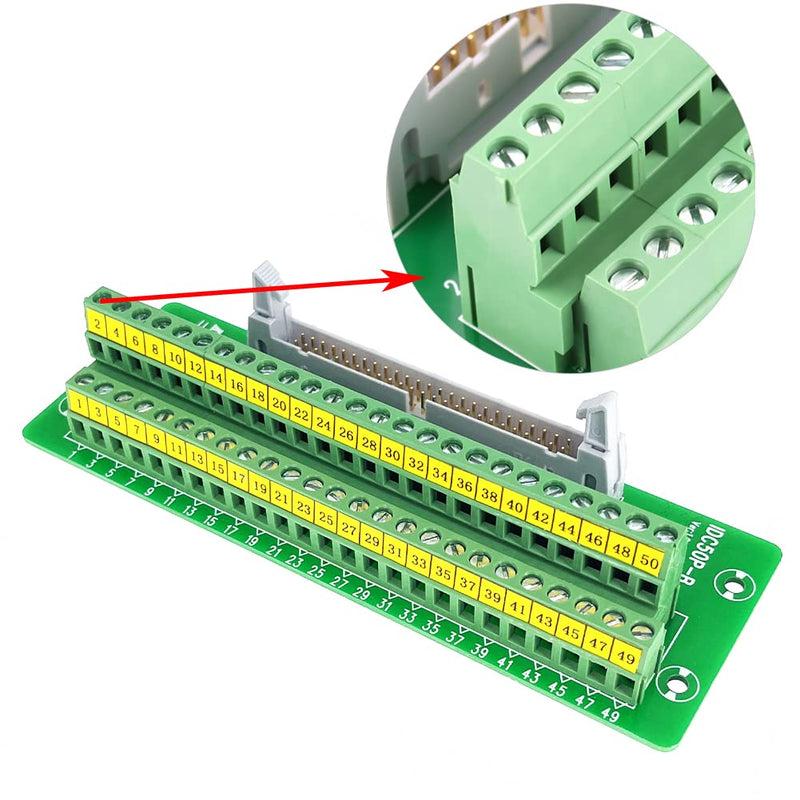 [AUSTRALIA] - Molence IDC50 2x25 Pins 0.1" Male Header Breakout Board, C45 DIN Rail Mounting Terminal Block Connector for PLC MCU 