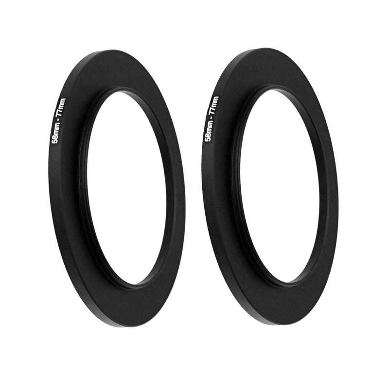 (2 Packs) 58-77MM Step-Up Ring Adapter, 58mm to 77mm Step Up Filter Ring, 58 mm Male 77 mm Female Stepping Up Ring for DSLR Camera Lens and ND UV CPL Infrared Filters