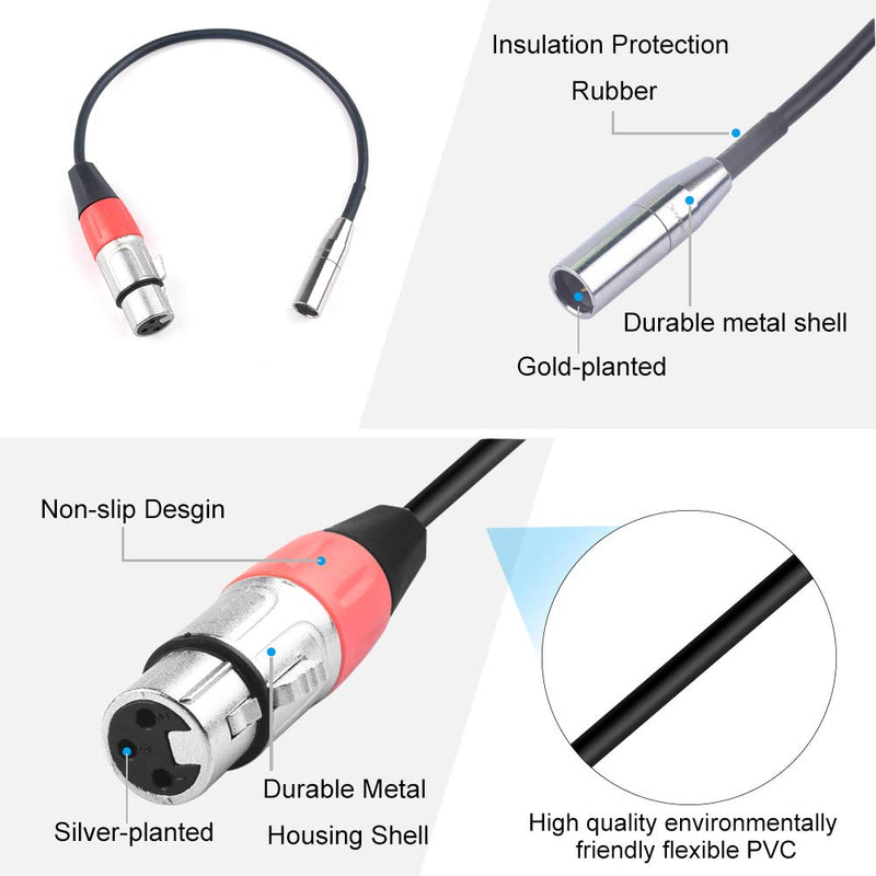 Mini XLR to XLR Cable, Devinal 3-pin Mini-XLR Male to 3 Socket XLR Female Cord Connector adaper for BMPCC 4K/6K, Blackmagic Camera 4K/6K, Video Assist 4K, Sharp 8K etc. 12" Inch 1 FT