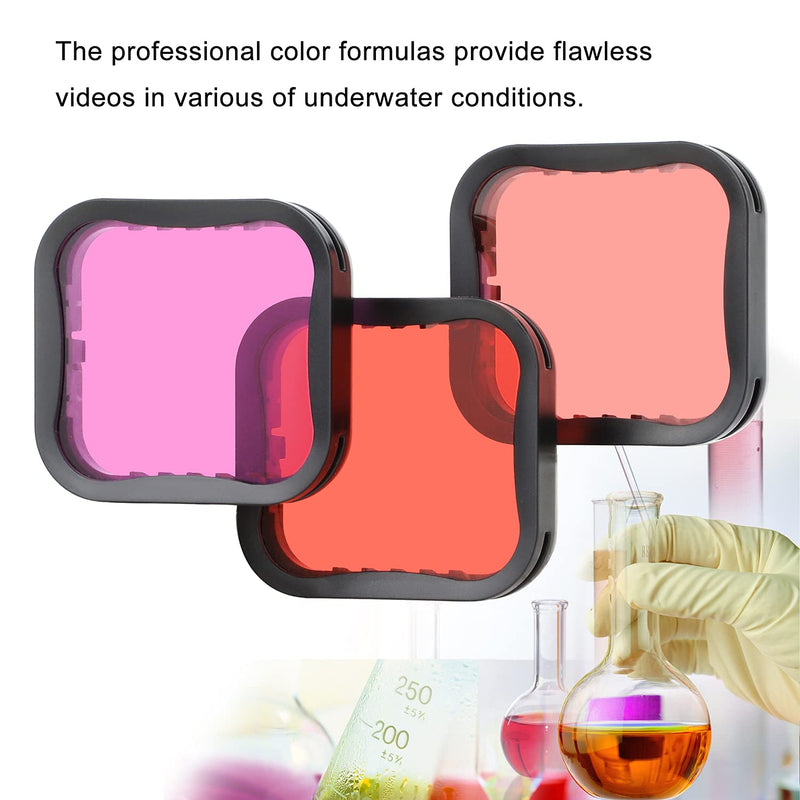 SOONSUN Waterproof Housing Case with 4-Pack Lens Filters for GoPro Hero 7 6 5 Black Hero (2018), Dive Housing with Red, Light Red, Magenta, and 5x Close-up Filters for Underwater Video and Photography Waterproof Housing with 4-Pack filter