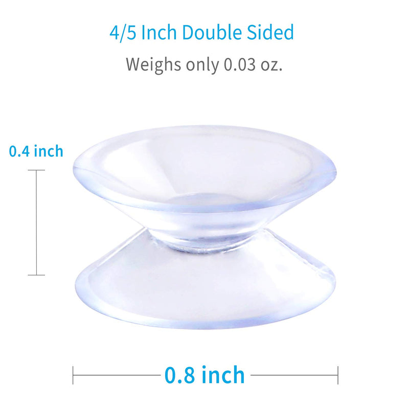 Pawfly 20 Pack Double Sided Suction Cups 4/5 Inch Clear PVC Plastic Sucker for Glass Table Mirror