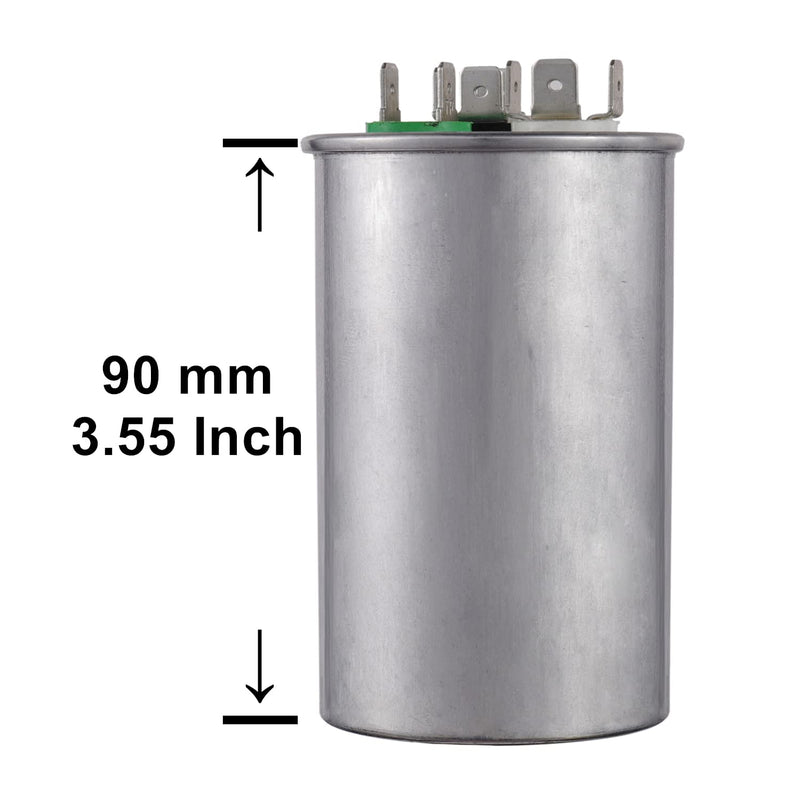 BOJACK 40+5 uF 40/5 MFD ±6% 370V/440 VAC CBB65 Dual Run Circular Start Capacitor for AC Motor Run or Fan Start or Condenser Straight