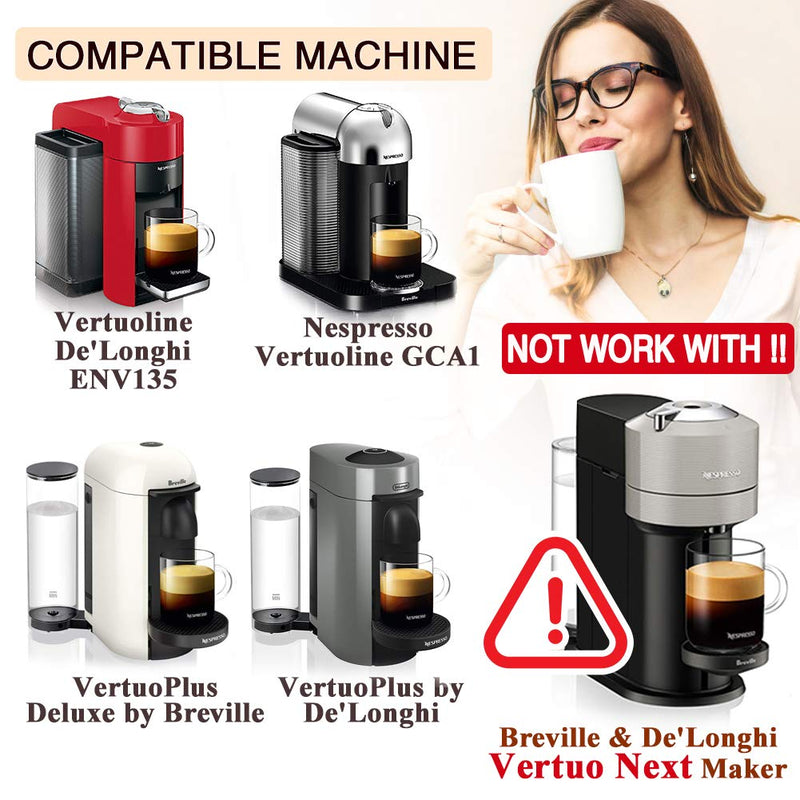 CAPMESSO Coffee Capsule, Reusable Vertuoline Pod Refillable Vertuo Capsules Stainless Steel Compatible with Nespresso Vertuoline GCA1 and Delonghi ENV135S (2.5OZ-Double Espresso Cup(Small) 2.5OZ(Small Cup)