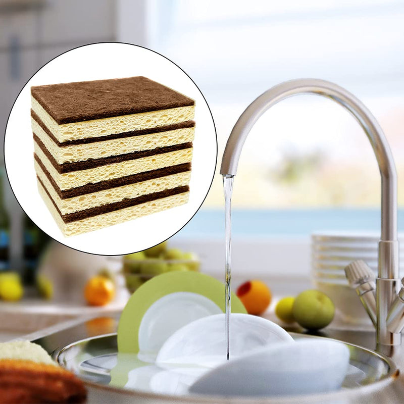 Plant-Based Natural Scrub Sponge Palm Fiber Scrubbing Environmentally Friendly Kitchen Sponge for Sustainable Living(size:One Size) One Size