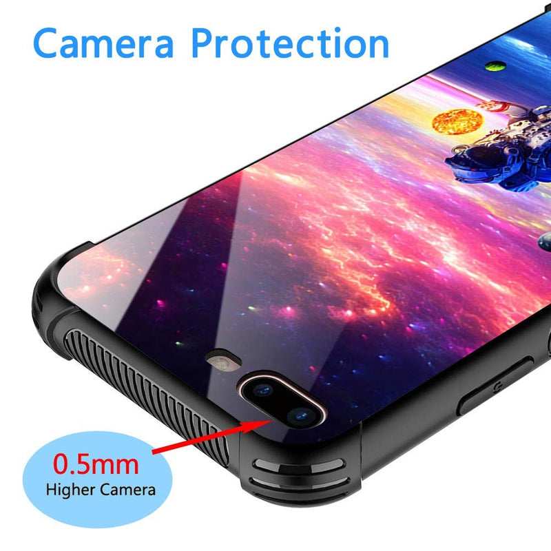 iPhone 8 Plus Case,9H Tempered Glass iPhone 7 Plus Cases for Boys Men,Funny Astronauts and Stars Pattern Shockproof Anti-Scratch Case for Apple iPhone 7/8 Plus 5.5 inch Stars Astronauts