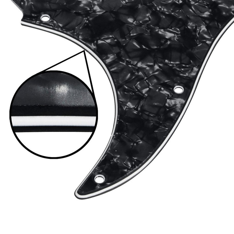 FLEOR Left Handed SSS Strat Pickguard Guitar Scratch Plate for USA/Mexican Made Strat Guitar Modern Part, 4Ply Black Pearl