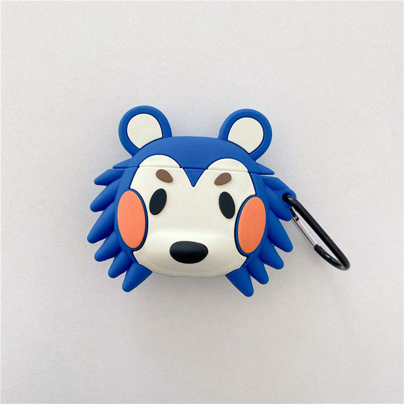 TOUBN Wireless Charging Air pods Case, 3D Cute Hedgehog Animal Design Earphone Skin, Soft Silicone Shockproof Waterproof Cover Compatible for Airpods 1/2, Creative Protector with Keychain Airpods 1, 2