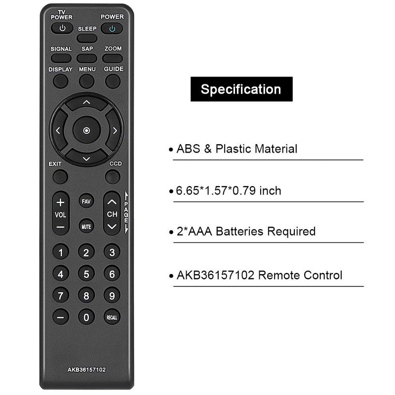 Gvirtue AKB36157102 Remote Control Compatible Replacement for LG Zenith Digital TV Tuner Converter Box Remote, fit for DTT900 DTT901 LSX300 LSX3004DM LSX3004PM