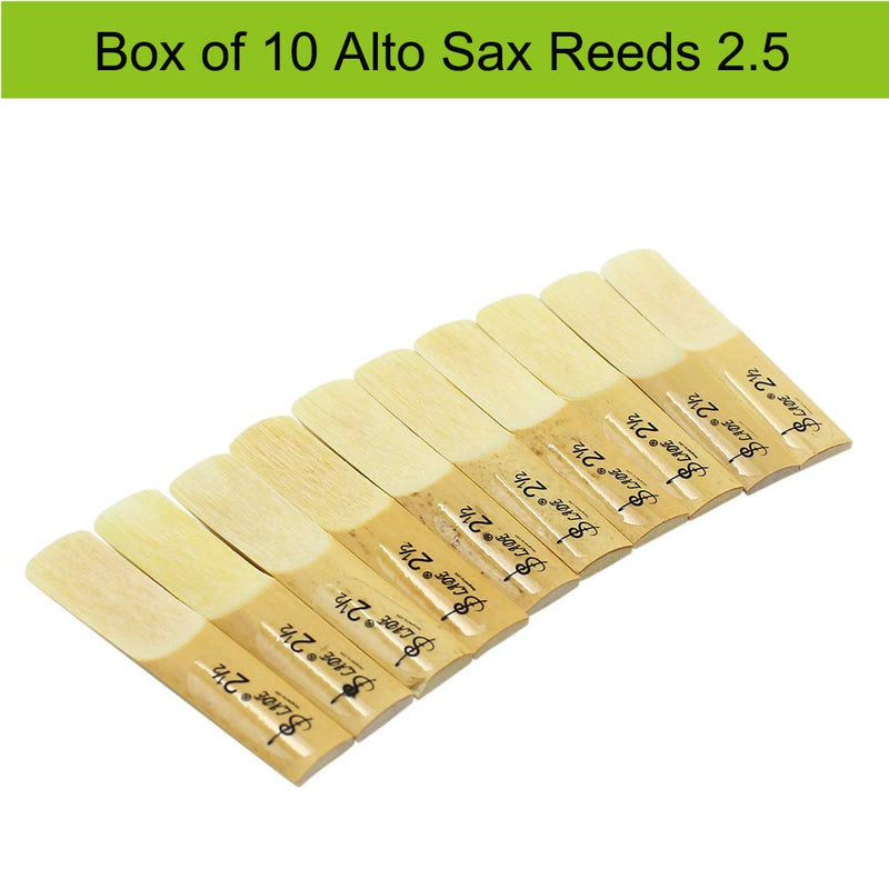 Alto Saxophone Reeds 2.5, Alto Sax Reeds Strength 2.5 for Alto Sax with Transparent Case, Box of 10